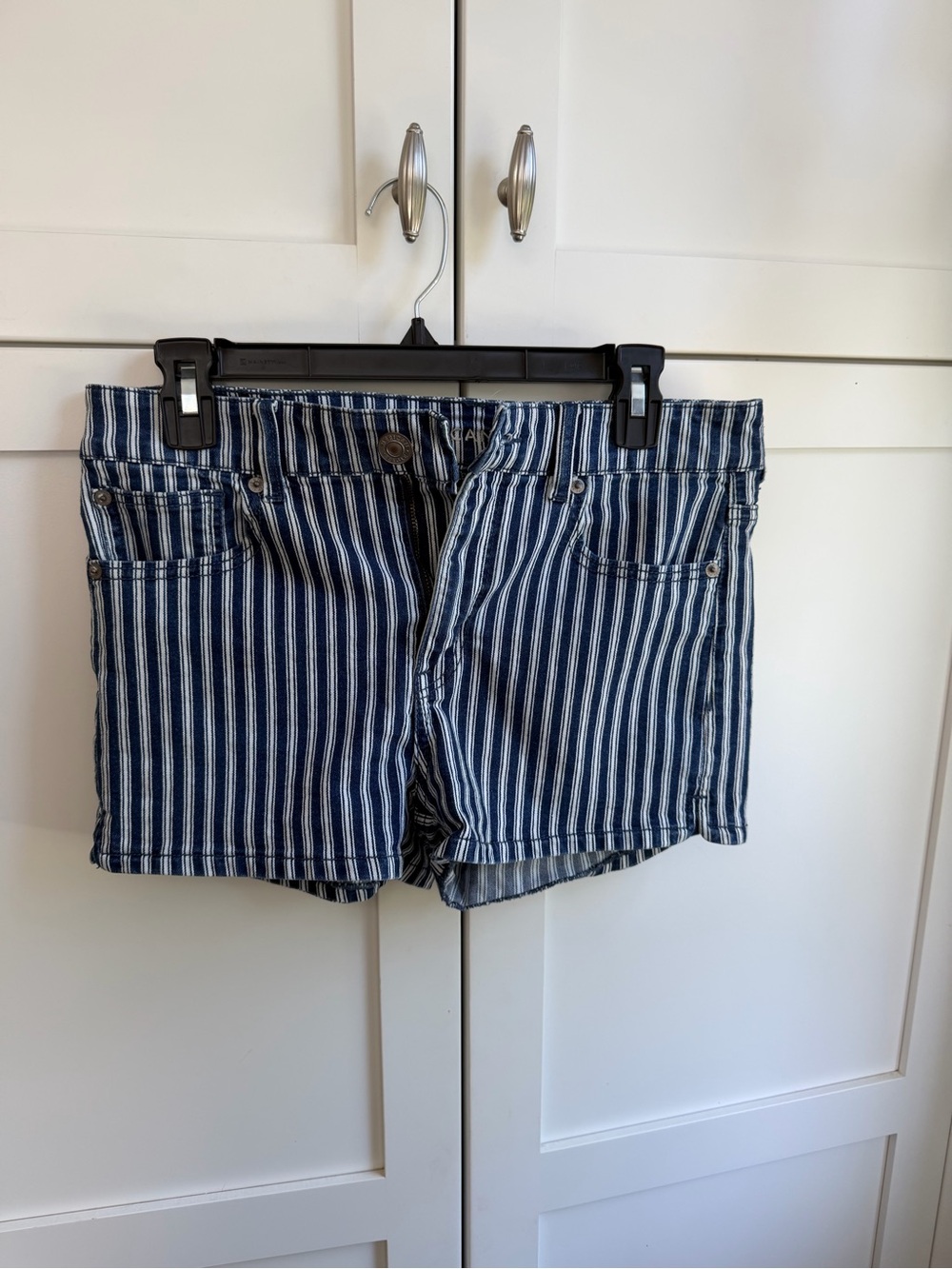 Striped Navy and White Women’s Denim Shorts